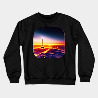 Airplane View Paris Sunset Crewneck Sweatshirt